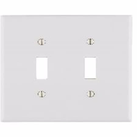 Leviton Antimicrobial Powder Coated White 2 gang Thermoset Plastic Toggle Wall Plate 88009-2AW